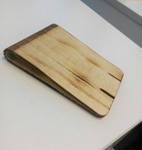 Wood Notebook cover made with a Laser Cutter - closed